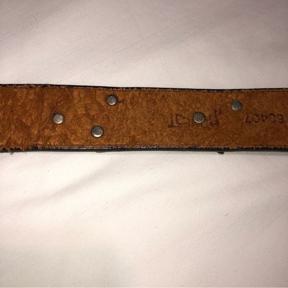 Vintage Wild Animal Studded Brown Leather Belt Unisex - Picture 6 of 9